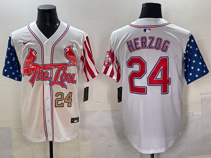 Men 2025 St.Louis Cardinals #24 Herzog White a generation of national flags Joint Name Nike MLB Jersey style 2->chicago cubs->MLB Jersey